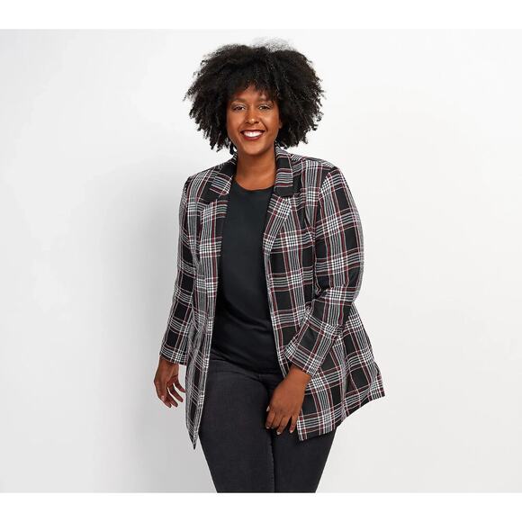 Du Jour Jackets & Blazers - Women's Du Jour Small Jacket Plaid Printed Boyfriend Blazer with Pockets NEW